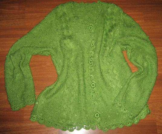 Chaqueta artesanal verde hierba para mujer