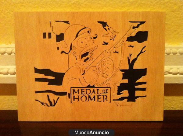 Los simpsons, medal of homer, cuadro de madera, envio