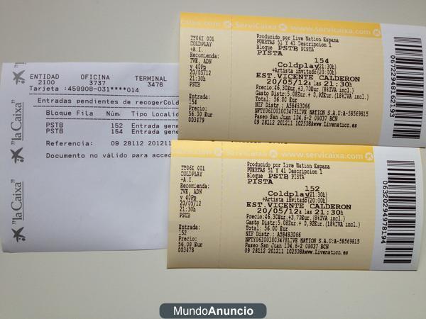 Entradas Coldplay