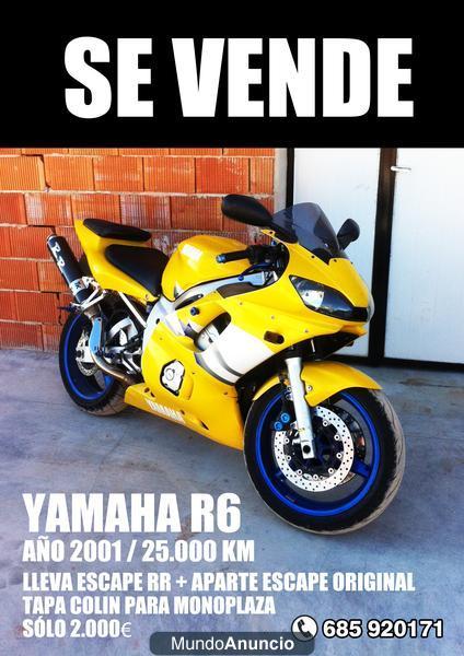 SE VENDE YAMAHA R6 AMARILLA EN PERFECTO ESTADO