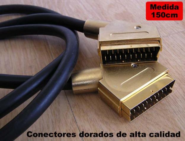 Cable euroconector Scart 21 pin cuerpo metálico dorado.