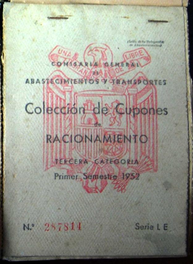 Cartilla racionamiento  1º semestre 1952 le287814