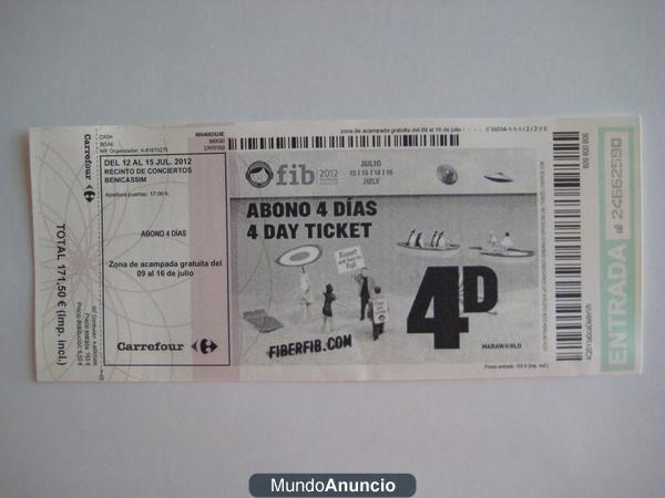 boligrafo y regalo ENTRADA FIB 2012  por 120 €