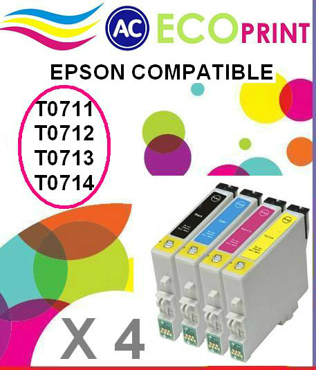 Pack 4 cartuchos compatibles EPSON T0711 / T0712 / T0713 / T0714 por solo 7,26 euros!!!