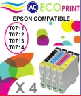 Pack 4 cartuchos compatibles EPSON T0711 / T0712 / T0713 / T0714 por solo 7,26 euros!!! - mejor precio | unprecio.es