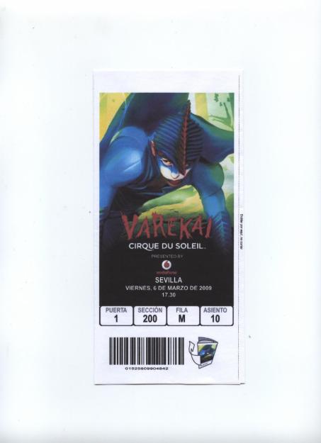 Vendo 2 entradas para Varekai en Sevilla, 6 de marzo a las 17.30