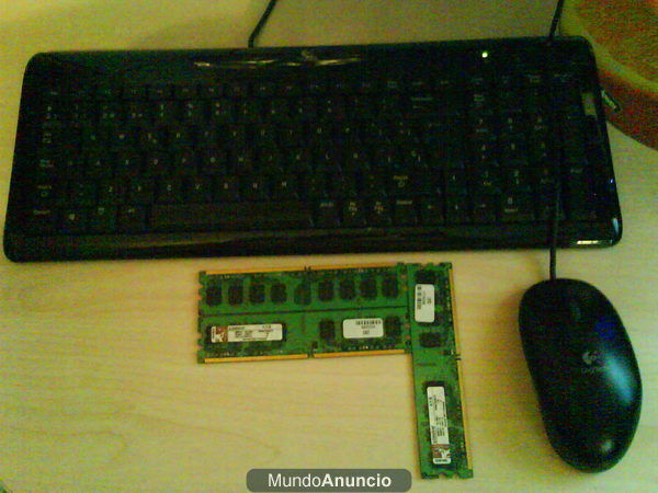 Se venden 3 memorias ram ddr2 de 1gb + teclado y raton Logitech