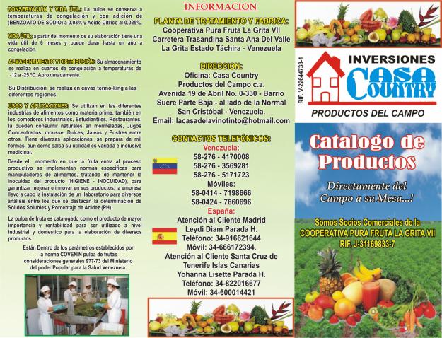 FRUTAS CONGELADAS. PULPA DE FRUTAS. ALIMENTOS.HORTALIZAS Y LEGUMBRES.ALIMENTOS CONGELADOS.