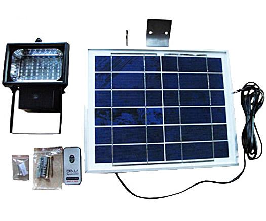 foco de 56 leds alimentado con placa solar y mando a distancia