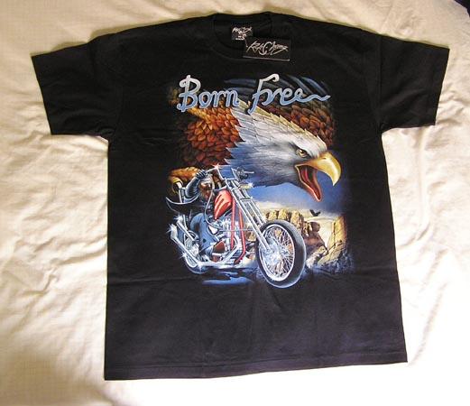 Camiseta motero rockero negra talla XL doble cara