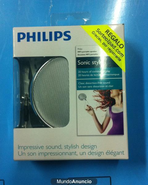 Estupendo altavoz Philips color plata para cualquier movil