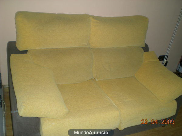 SOFA DOS PLAZAS AMARILLO-MARRON TERCIOPELO