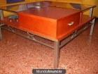 Mesa centro color cerezo con cristal y cajones en Valencia - mejor precio | unprecio.es