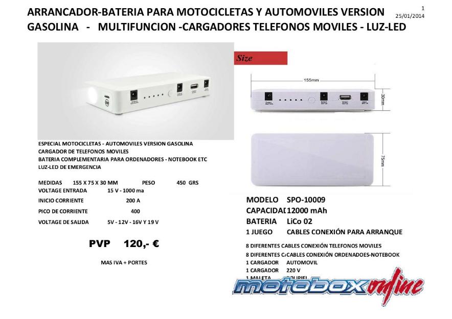 Arrancador motocicletas y automoviles - multifuncionarrancador-bateria para motocicletas,