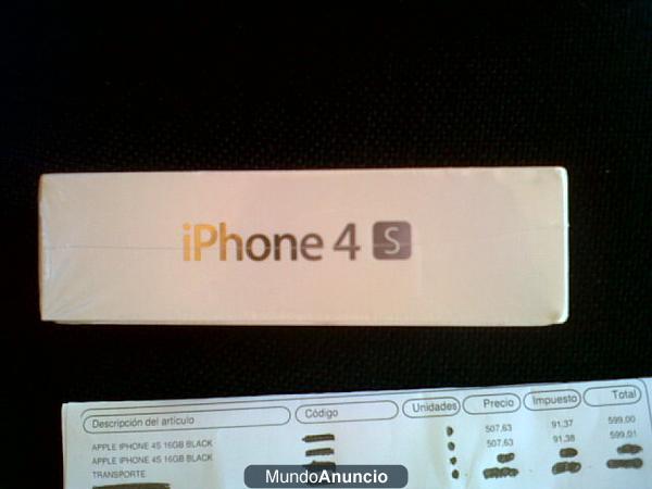 SE VENDE IPHONE S4  16 GB NEGRO DE VODAFONE A ESTRENAR