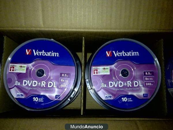 Tarrina 10 DVD VERBATIM Doble Capa Singapur. Los mejores para XBOX