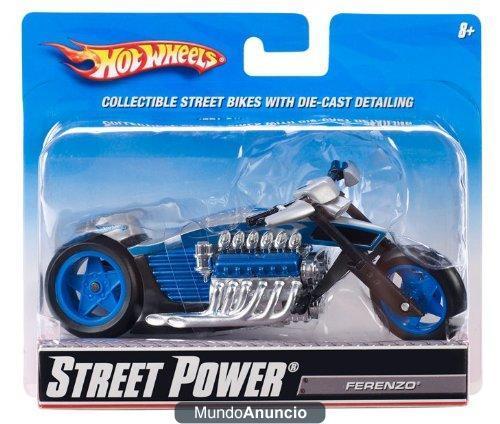 Mattel - R1089 - Vehículo sin pilas - Hot Wheels - Motos 1 / 18 - Street Power Ferenzo - Gris / Azul