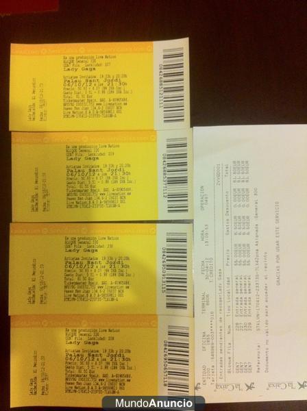 4 ENTRADAS CONCIERTO LADY GAGA BARCELONA