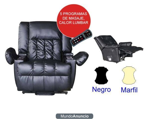 SILLON RELAX NEGRO 10 MOTORES + CALOR LUMBAR