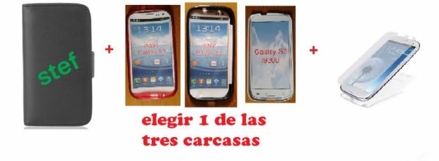 Funda cuero+carcasa+protector pantalla Samsung s3