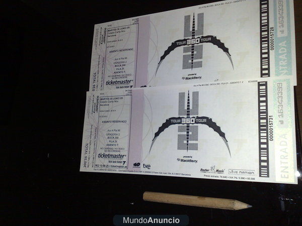 VENDO 4 BOLIGRAFOS Y REGALO 4 ENTRADAS U2 BARCELONA 30 JUNIO