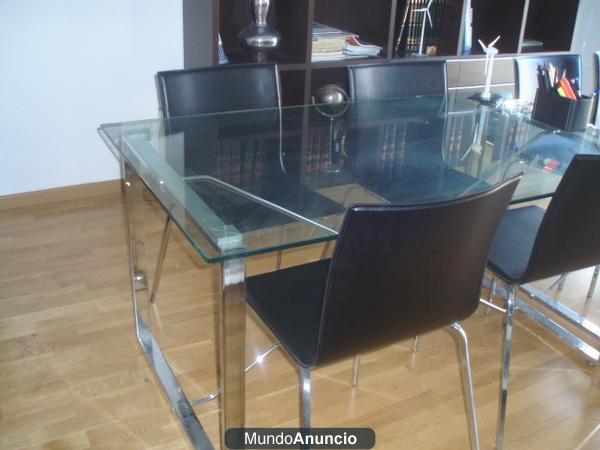 MESA ESCRITORIO CRISTAL CON SU RESPECTIVA SILLA GIRATORIA