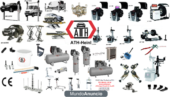 Elevador de coches, equilibradora, desmontadora, accesorios y herramientas