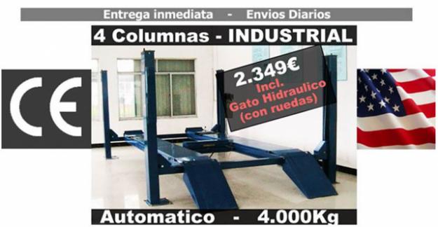 elevador de cuatro columnas 4.000kg 2.350€ 220v nuevos con ruedas Garantia monofasicos