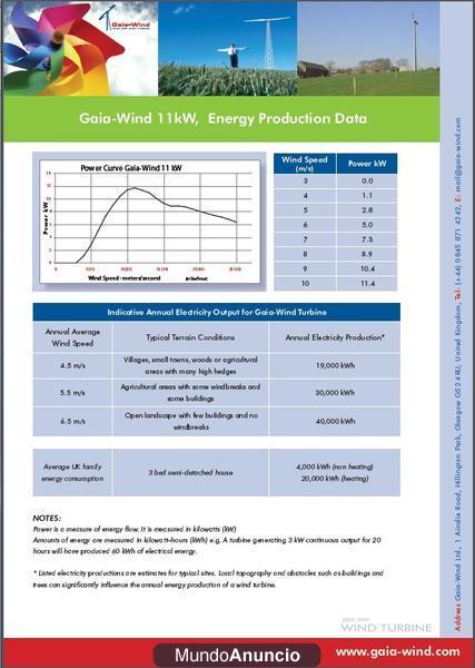 Vendo Aerogenerador Gaia Wind de 11 kW