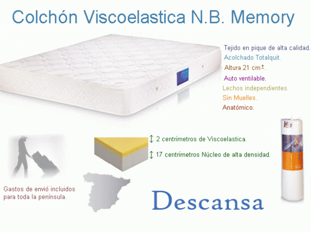 Colchon Viscoelastica con portes incluidos