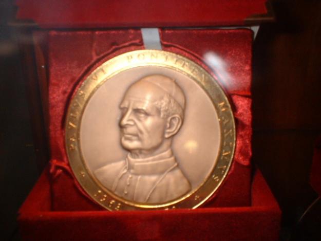 Original Vaticano Pablo VI Gran Medalla de bronce dorado 24kt.