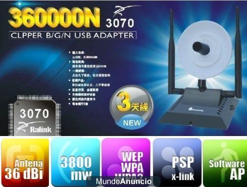 Adaptador wifi DIAMOND 3800mW Antena 36 Dbi