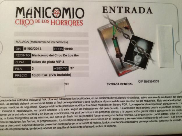 Entradas manicomio de los horrores - malaga