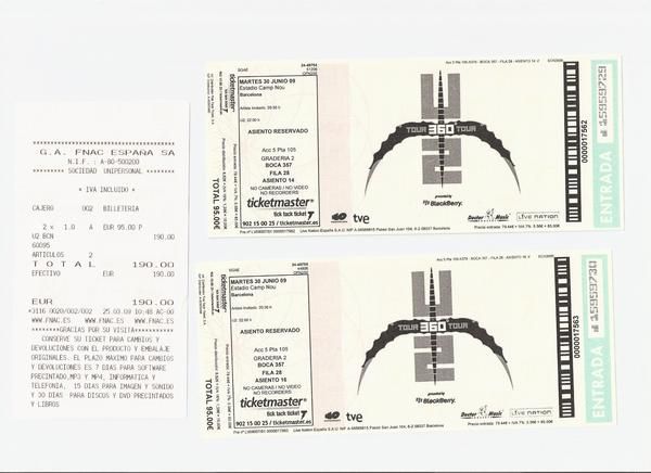 2 entradas concierto U2 30 junio- No reventa