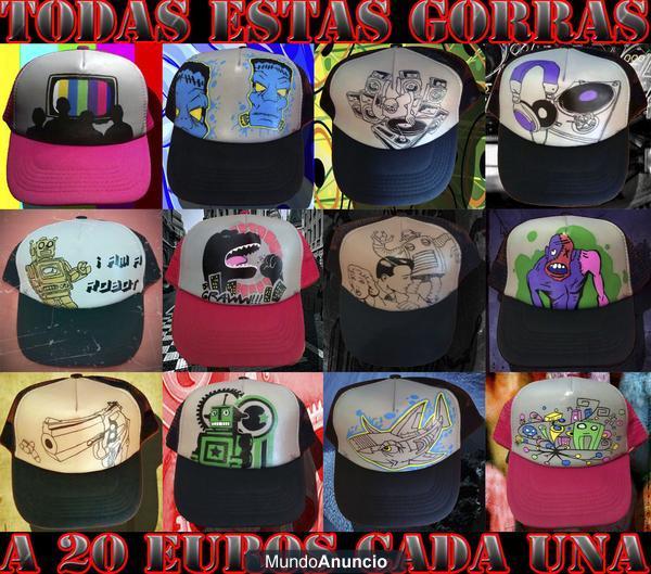 Gorras customizadas, personalizadas pintadas a mano