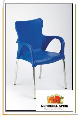 SILLA APILABLE CARCASA RESINA MOD.SUSANA COLOR AZUL. IDEAL PARA BAR, RESTAURANTE , TERRAZA. MORMOBEL SPAIN