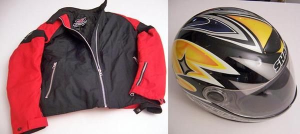 Chaqueta, casco y guantes de moto para mujer