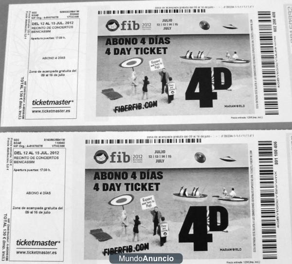 Clip + Regalo 2 abonos 4 días FIB 2012 + CAMPING