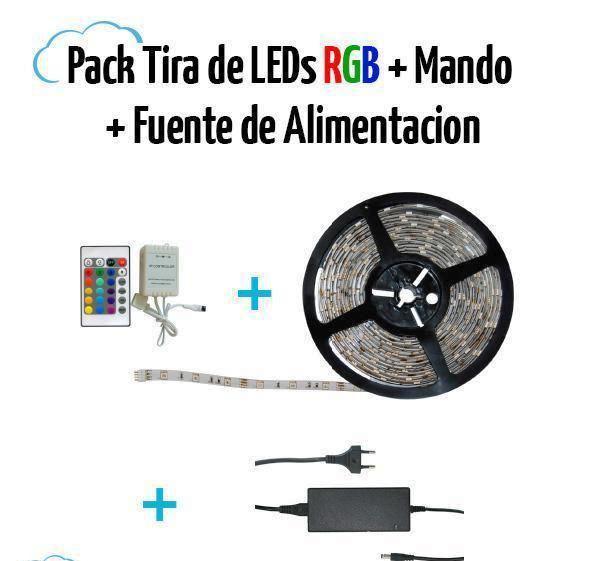 Pack ahorro tira de leds rgb + mando + fuente de alimentacion