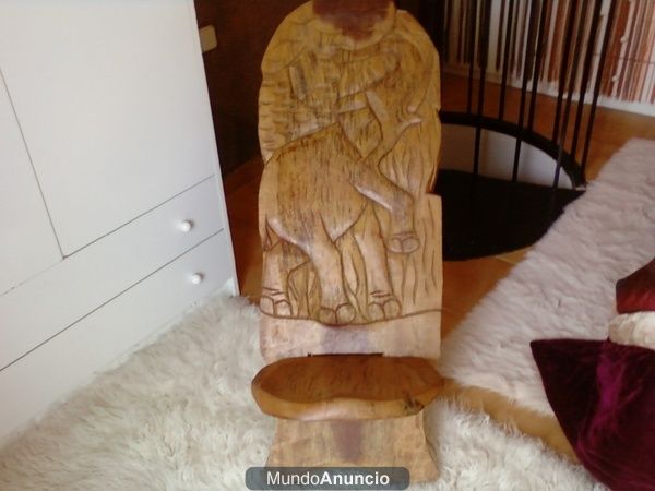 Vendo silla africana, lampara y alfombra