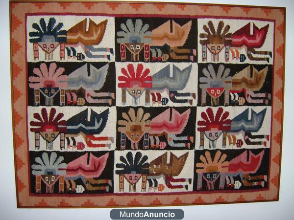 Vendo gran  tapiz Peruano enmarcado,hecho en lana de llama,
