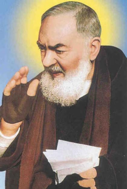 padre pio estampa con reliquia