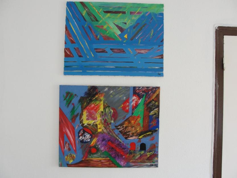 Cuadros abstractos óleo sobre lienzo, colección de 7