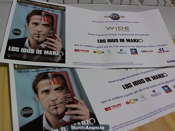 DOS entradas de CINE para LOS IDUS DE MARZO