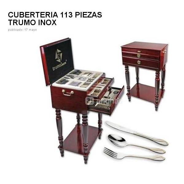 Cuberteria 113 piezas en mueble de madera