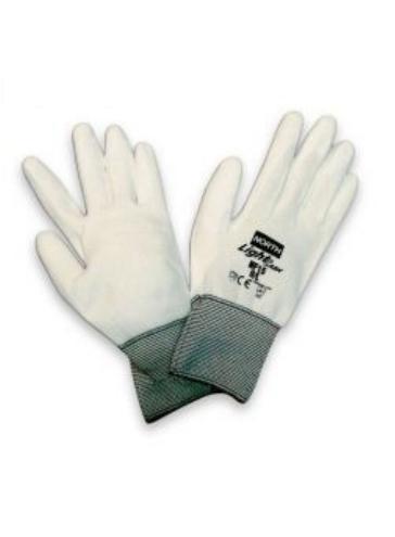 Guantes North de poliuretano blanco con soporte.