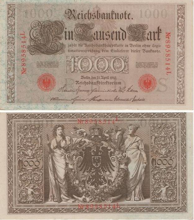 Vendo billes de alemania de 1000 Marc de 1910