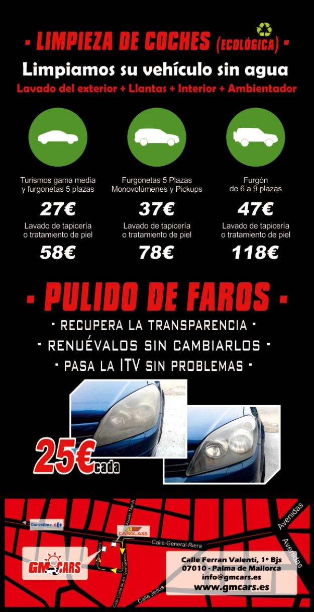 GM Cars - Tintado de Lunas, Rotulación en coches, Pulido de Faros, Limpieza ecológica