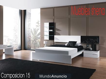 DORMITORIO DE MATRIMONIO COMBINADO BLANCO Y NEGRO POR 399