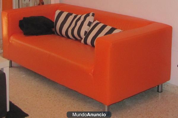 SOFA POLIPIEL NARANJA SEMINUEVO 1.80 METROS